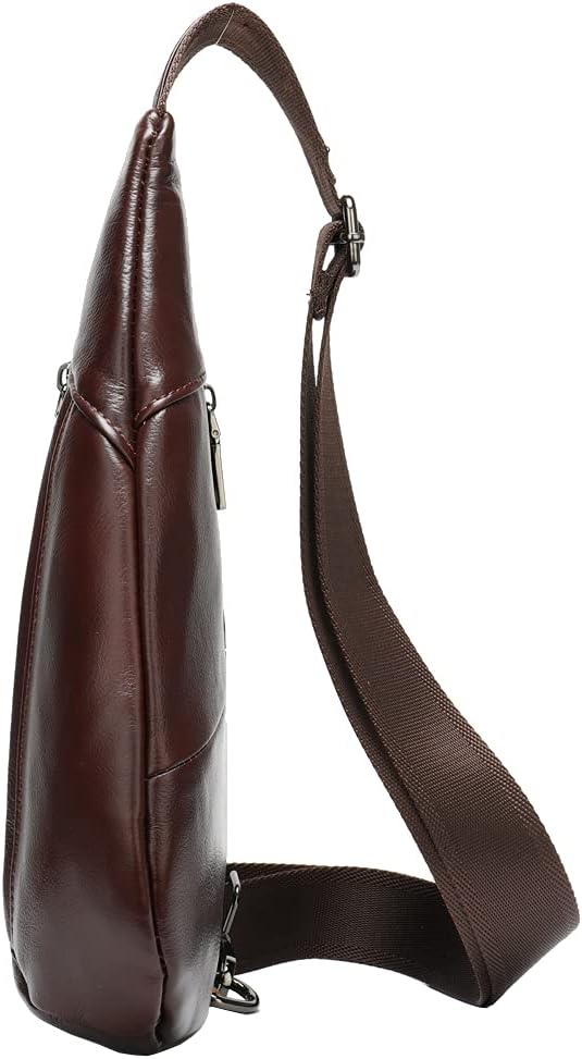 Leather Crossbody Sling Bag for Men Women Single Shoulder Chest Pack Backpack - Image 4