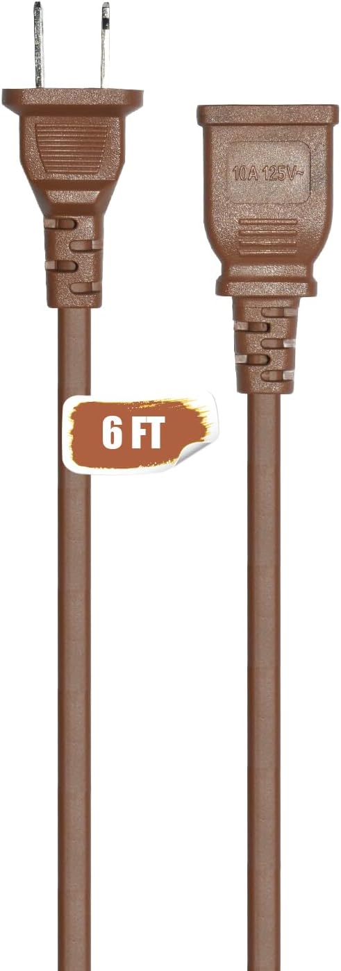 in Door Extension Cord 6FT 2 Prong Extension Cord Brown by Jplenty