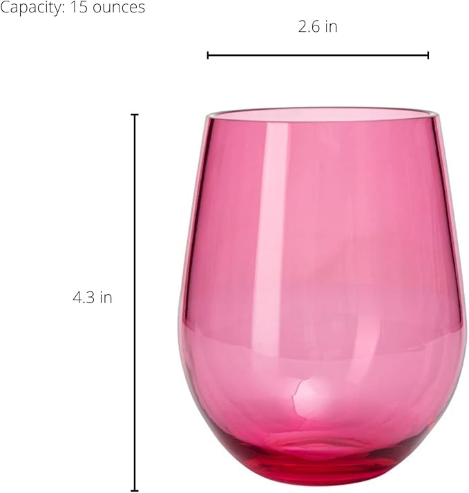 European Style Plastic Crystal Unbreakable Stemless Wine Glasses | Set of 6 | - Image 6