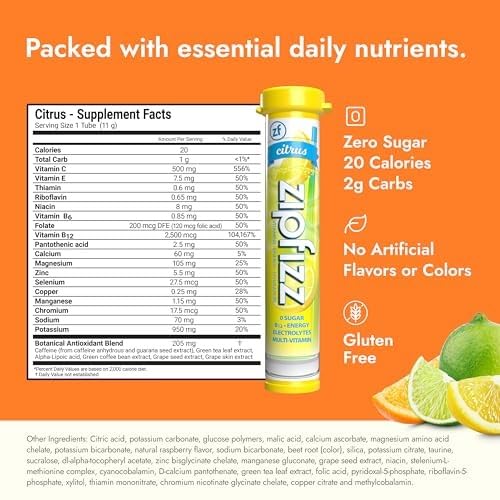 Zipfizz Daily Energy Drink Powder, 20 Pack, 3-in-1 Sustained Energy, Rapid - Image 2