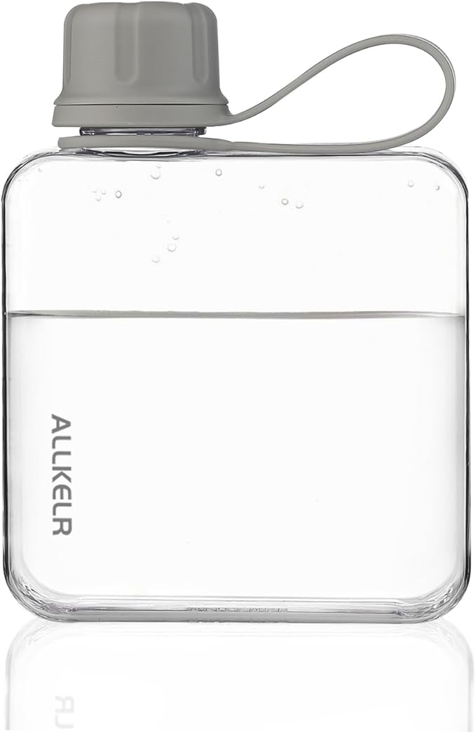 Portable Flat Water Bottle, BPA Free Reusable Tritan Plastic Travel Water by ALLKELR