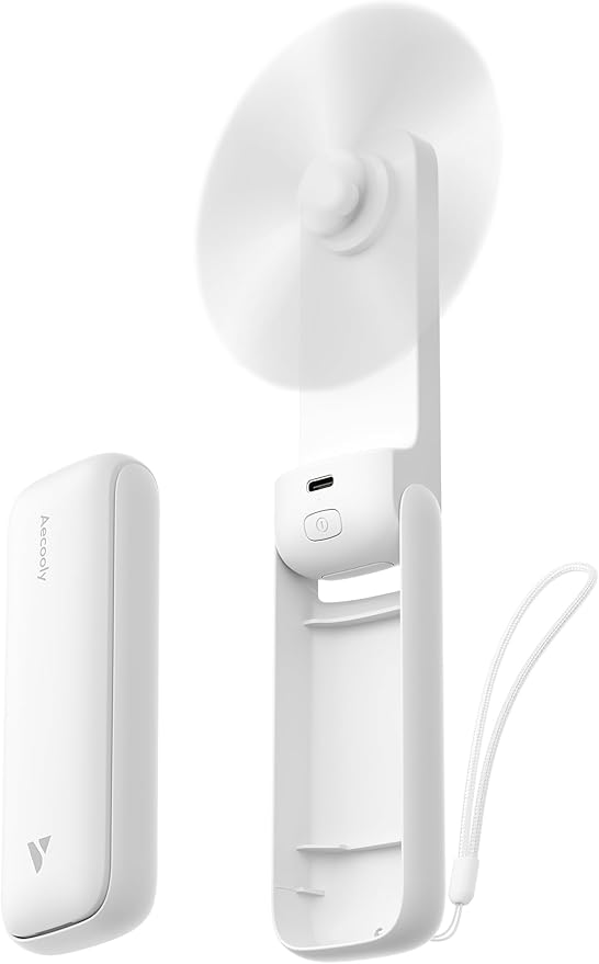 Aecooly Slim Portable Fan, Thin Handheld Fan, USB Rechargeable Mini Personal by Aecooly