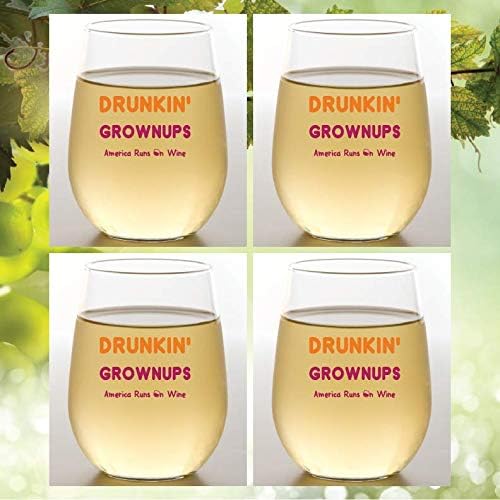 Set of 4 Shatterproof Designer 16 oz Plastic Wine Glasses MADE in the USA - Image 2