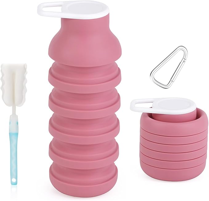 Collapsible Silicone Water Bottle - 20oz Foldable by BMLFOH