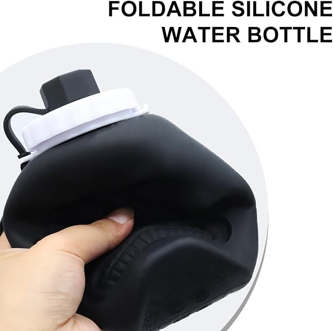 Collapsible Silicone Water Bottle 22oz/650ml, Skull Pattern Foldable Water - Image 4