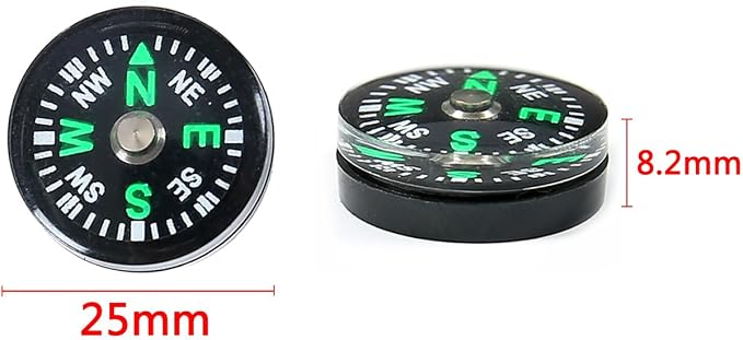 5 Pack Mini Pocket Compass 25mm – Survival Button Compass - Image 2