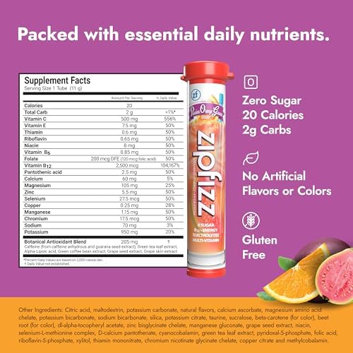 Zipfizz Daily Energy Drink Powder, Passion Orange Guava, 20 Pack | 3-in-1 - Image 2
