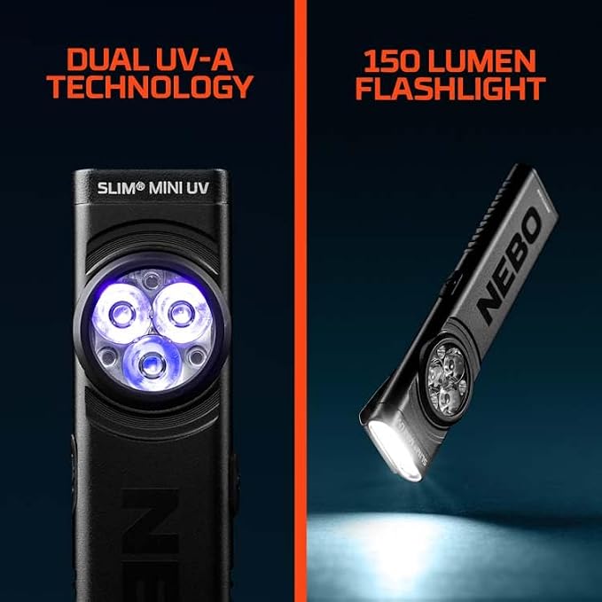 NEBO Slim Mini UV Flashlight | 150 Lumens, 4 Light Modes, Rechargeable & - Image 3