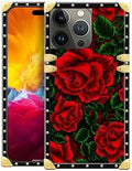 Compatible with iPhone 15 Pro Max Case, Vector Red Rose Green Leaf Luxury by Unknown