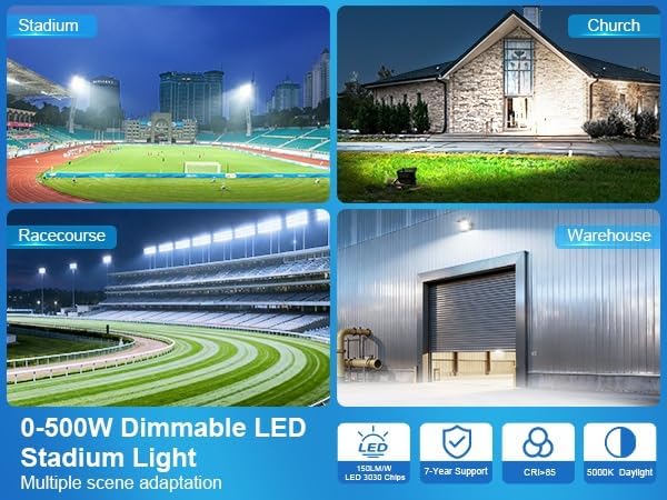 75000LM Dimmable Led Stadium Flood Light 3000W Equivalent Super Bright 0-500w - Image 8