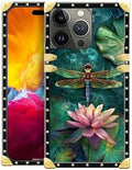 Compatible with iPhone 15 Pro Max Case, Colourful Dragonfly Pink Lily Pads by Unknown