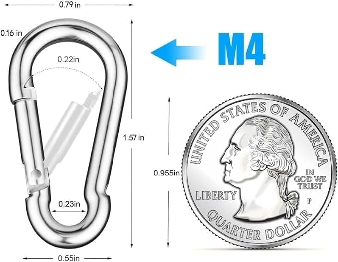 30 Pack M4 Mini Carabiner Clips, 1.57 Inch Spring-Loaded Snap Hooks - Image 2