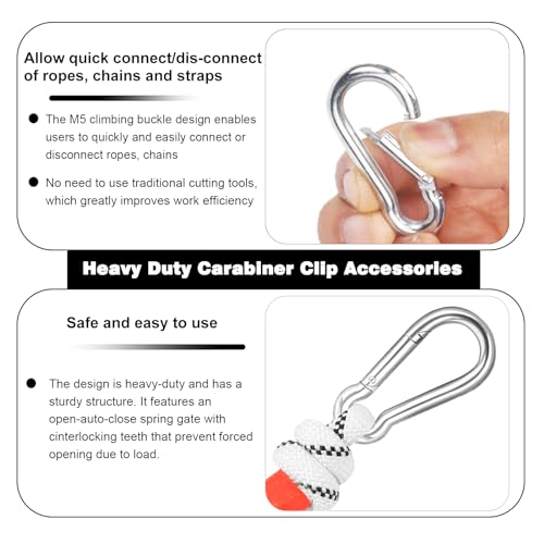 200 PCS 2'' Spring Snap Hook Carabiner, M5 3/16 Inch Galvanized Silver Steel - Image 3