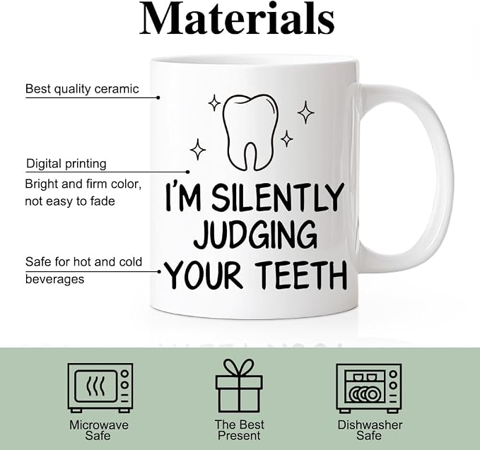 RZHV I'M Silently Judging Your Teeth Funny Coffee Mug, Thank You Birthday Gifts - Image 3