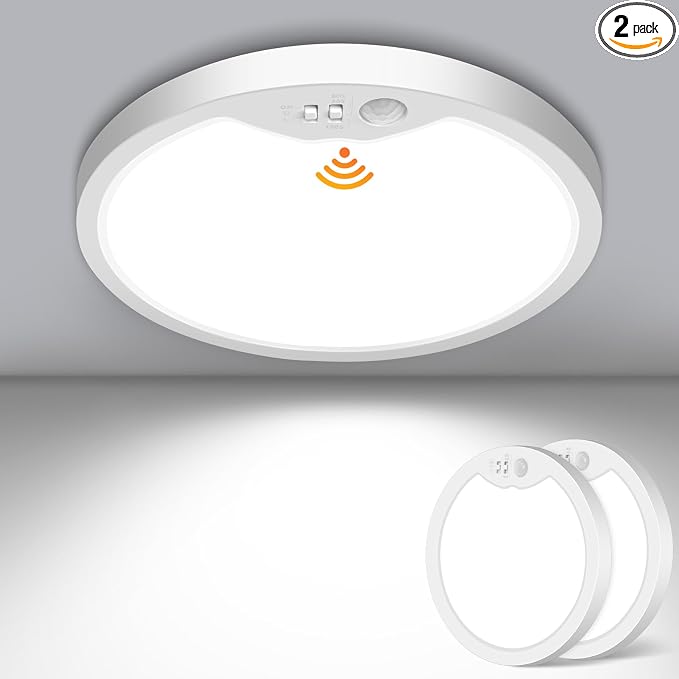 Brightever 2 Pack Motion Sensor Ceiling Light Wired, 2700K/4000K/6500K Small by Brightever