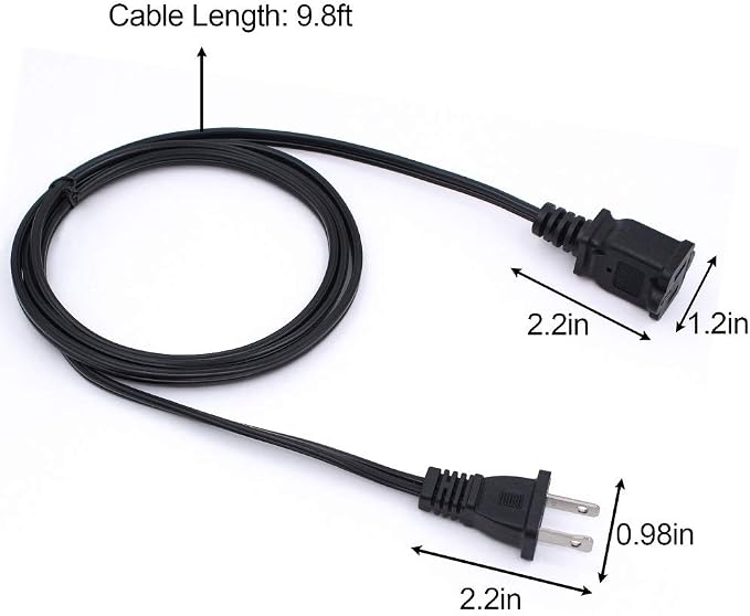 10 FT 2 Prong Extension Cord, Male/Female Power Cable - Image 7
