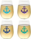 Set of 4 Shatterproof Designer 16 oz Plastic Wine Glasses MADE in the USA by Unknown