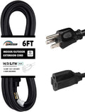 Indoor Outdoor Extension Cord Weatherproof, UL Certified, 14 Gauge 6FT Black 3 by HONDERSON