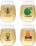 Set of 4 Shatterproof Designer 16 oz Plastic Wine Glasses MADE in the USA by Unknown