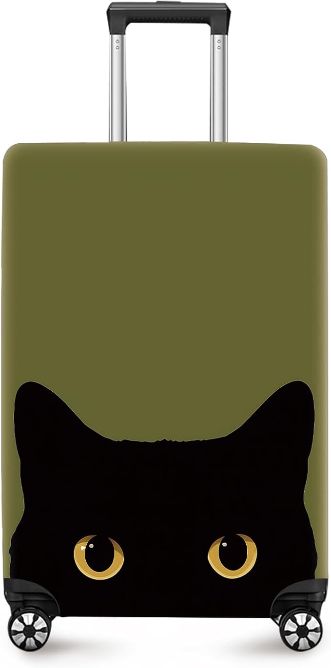 ANNA QUEEN Peeking Black Cat Luggage Cover, Cute Cat Eyes Design Suitcase by ANNAQUEEN