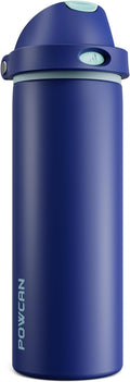 POWCAN 24 oz Insulated Stainless Steel Water Bottle: 2-in-1 Push-Button Spout & by POWCAN