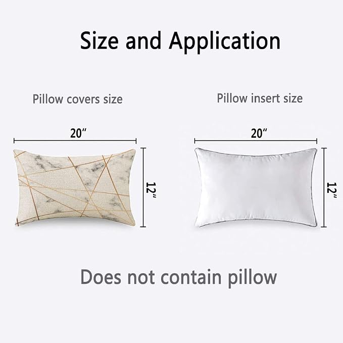 TKS MITLAN Golden Gray Marble Pillow Covers 12x20 Inch Stone Block Geometric - Image 4