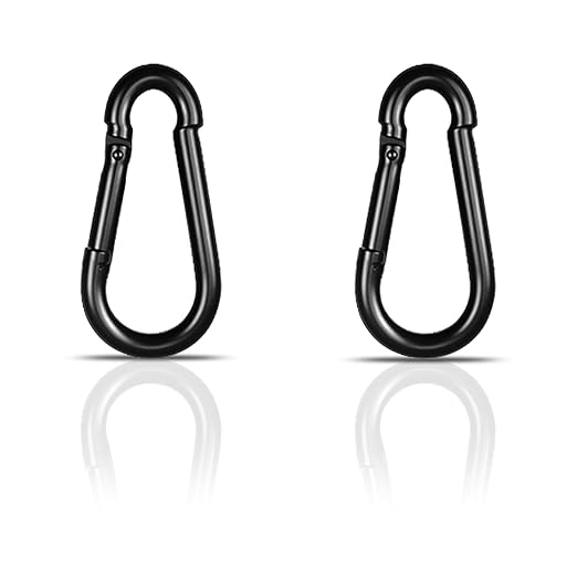 Black Carabiner, Heavy Duty Galvanized Steel Spring Snap Hook Carabiner Clips by High-PQ