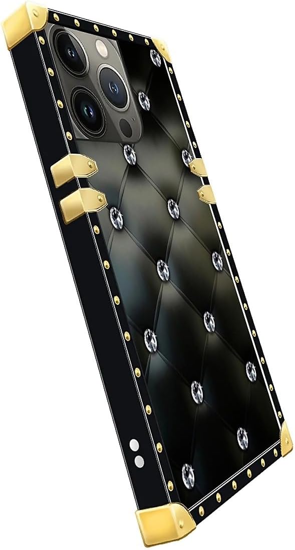 Compatible with iPhone 13 Pro Case, Shiny Black Sofa Crystal Luxury Golden - Image 4