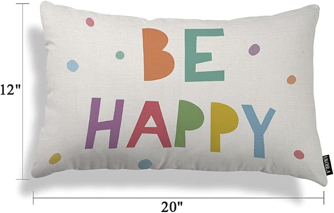 EKOBLA Be Happy Home Decorative Rectangle Pillow Cases Colorful Dots Cheerful - Image 5