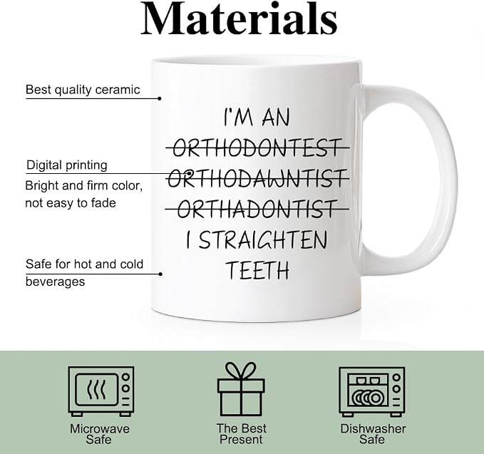 RZHV I Am Orthodawntist I Straighten Teeth 11 Oz Novelty Mug, Funny Coffee Mug - Image 3