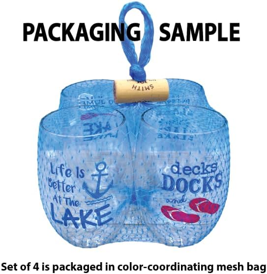 Set of 4 Shatterproof Designer 16 oz Plastic Wine Glasses MADE in the USA - Image 3