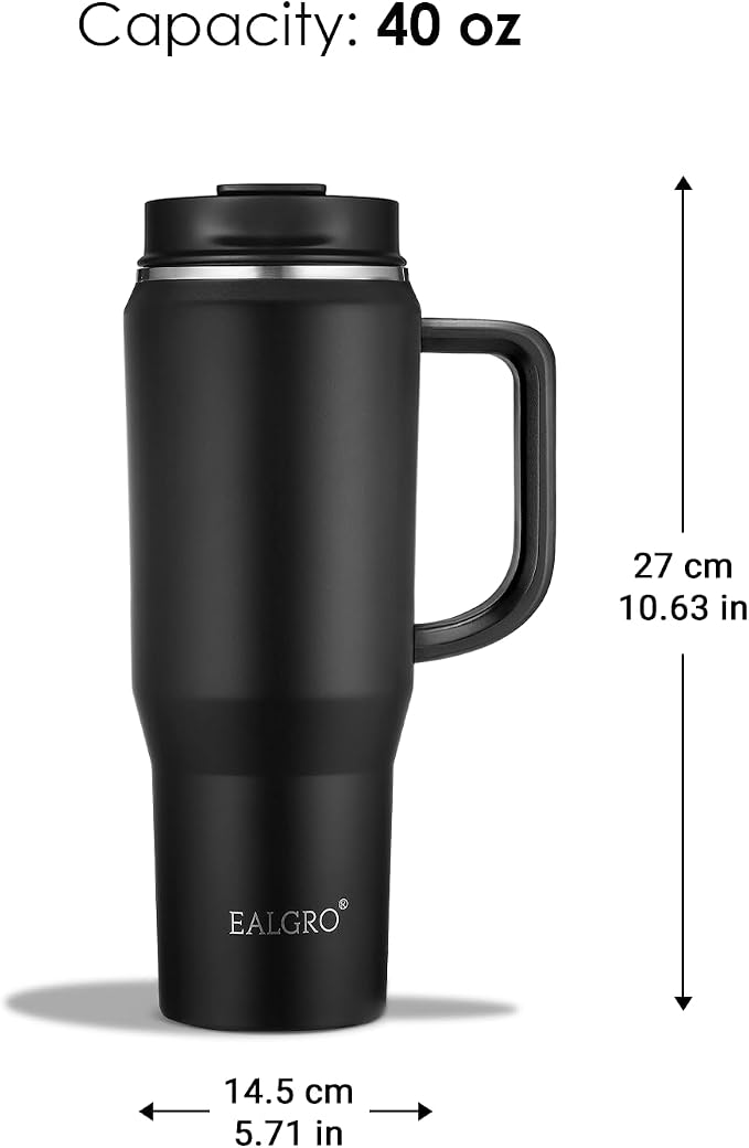 EALGRO 40 oz Tumbler with Handle, Insulated Tumblers with Lid and Straw - Image 4