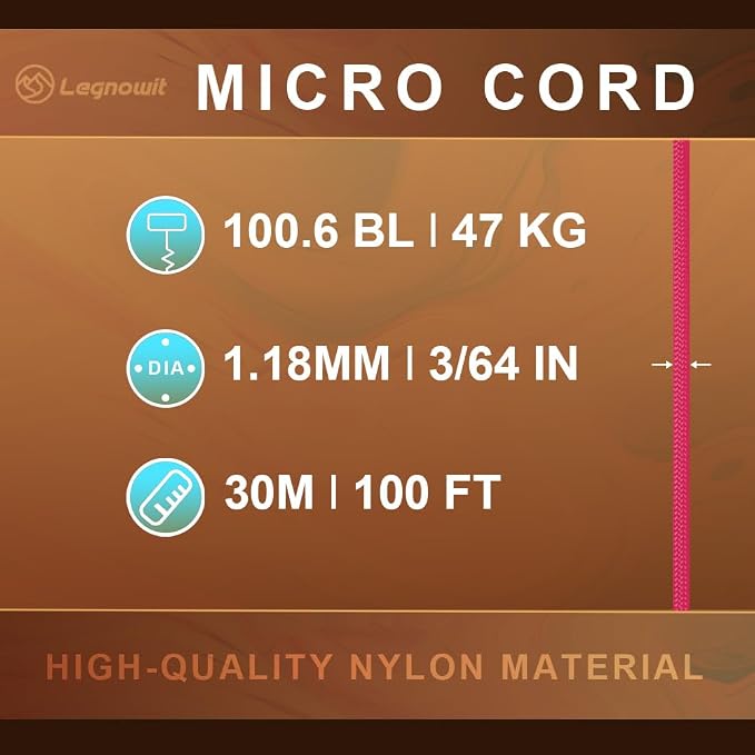 Micro Paracord, 1.18mm x 100ft Thin Mini Utility Braided Small Paracord - Image 2