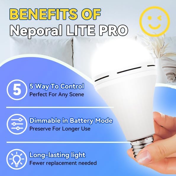 Neporal A19 Rechargeable Light Bulbs, Socket Rechargeable Emergency Light Bulb - Image 3