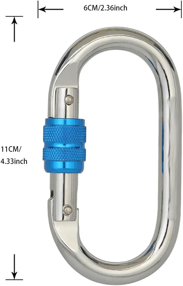 Heavy Duty Locking Climbing Carabiner Clip CE Rated 25 kN 5600 LB Rugged - Image 2