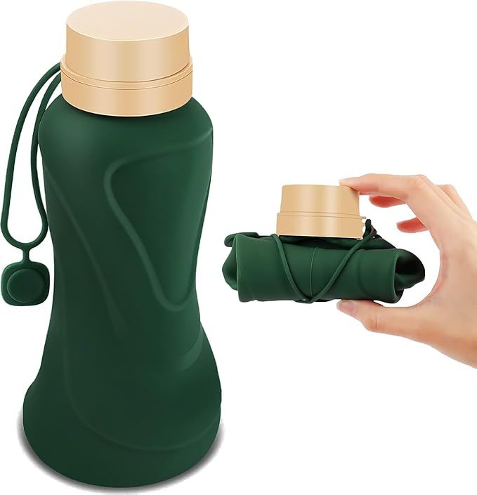 Collapsible Water Bottles, Leak Proof, Reuseable BPA Free Silicone Foldable by HighQualityBetterLife