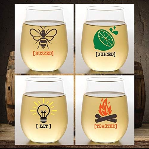 Set of 4 Shatterproof Designer 16 oz Plastic Wine Glasses MADE in the USA - Image 2