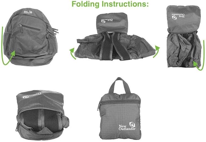 Outlander Packable Handy Lightweight Travel Hiking Backpack Daypack-Orange - Image 5