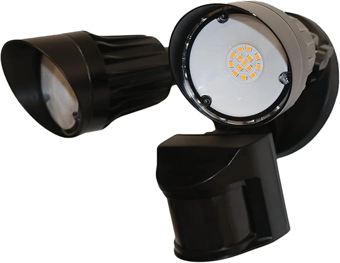 LED Black Motion Sensor 2-Light Bullet Flood Light- 3000K Adjustable Dual Head by HOMENHANCEMENTS