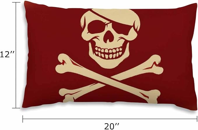EKOBLA Red Skull Rectangle Pillow Covers One Eyed Creepy Pirate Skeleton - Image 2