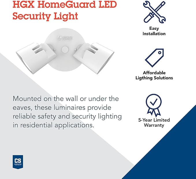 Lithonia Lighting HomeGuard 2-Light LED Outdoor Flood Lights, Wall or Ceiling - Image 2