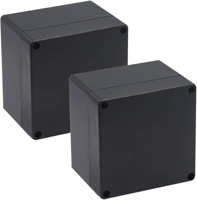 2 Pack Project Box IP65 Waterproof Junction Box ABS Plastic Black Electrical by Raculety