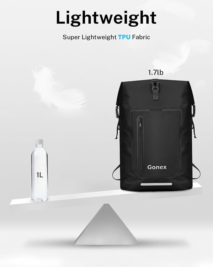 Gonex Ultralight Waterproof TPU Backpack, 55L Roll Top Dry Bag - Image 3