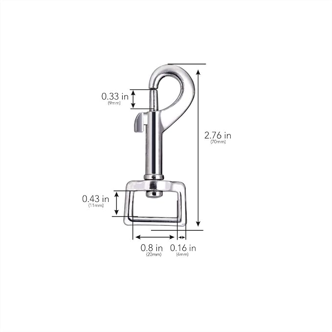 Swivel Snap Hooks, Lucky Goddness 10pcs Metal Heavy Duty Square Eye Clasp - Image 4