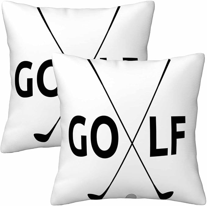 Black Golf Clubs Pillow Covers 18 X 18 Sports Themed Decor Symbol Golf Set of 2 by Unknown