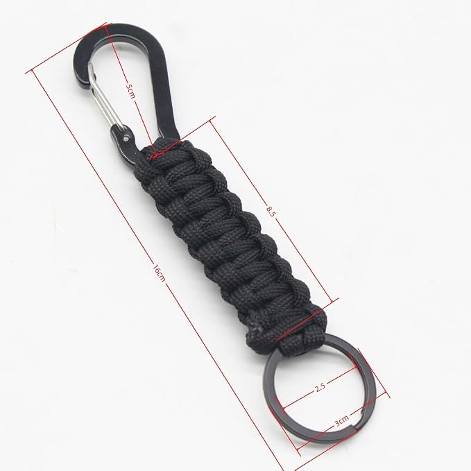 Paracord Keychain, Small Carabiner Clip, Braided Lanyard Keychain - Image 2