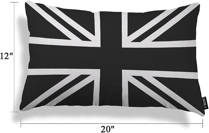 EKOBLA UK Flag Pillow Cases Union Jack Black White United Kingdom National - Image 5