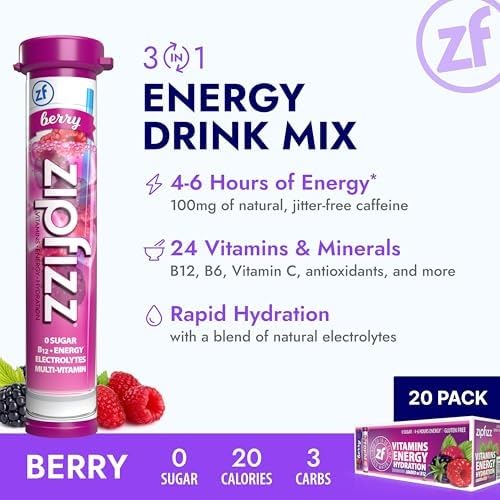Zipfizz Daily Energy Drink Powder, 20 Pack | 3-in-1 Sustained Energy, Rapid - Image 4