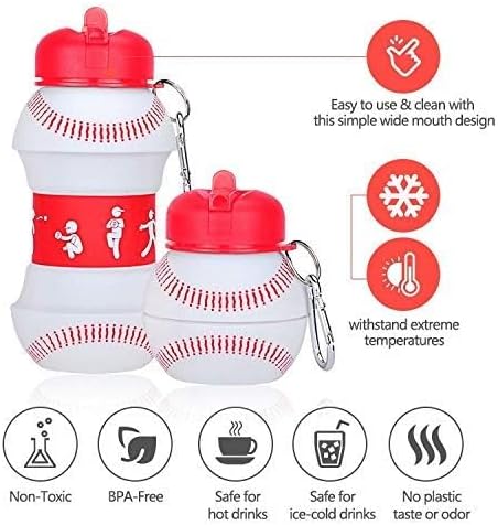 Clip-On Collapsible BPA-Free Silicone Baseball Water Bottle - Image 5