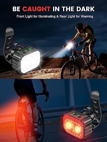Cuvccn Bike Lights Super Bright, Rechargeable Bicycle Lights Set Multiple Modes - Image 2